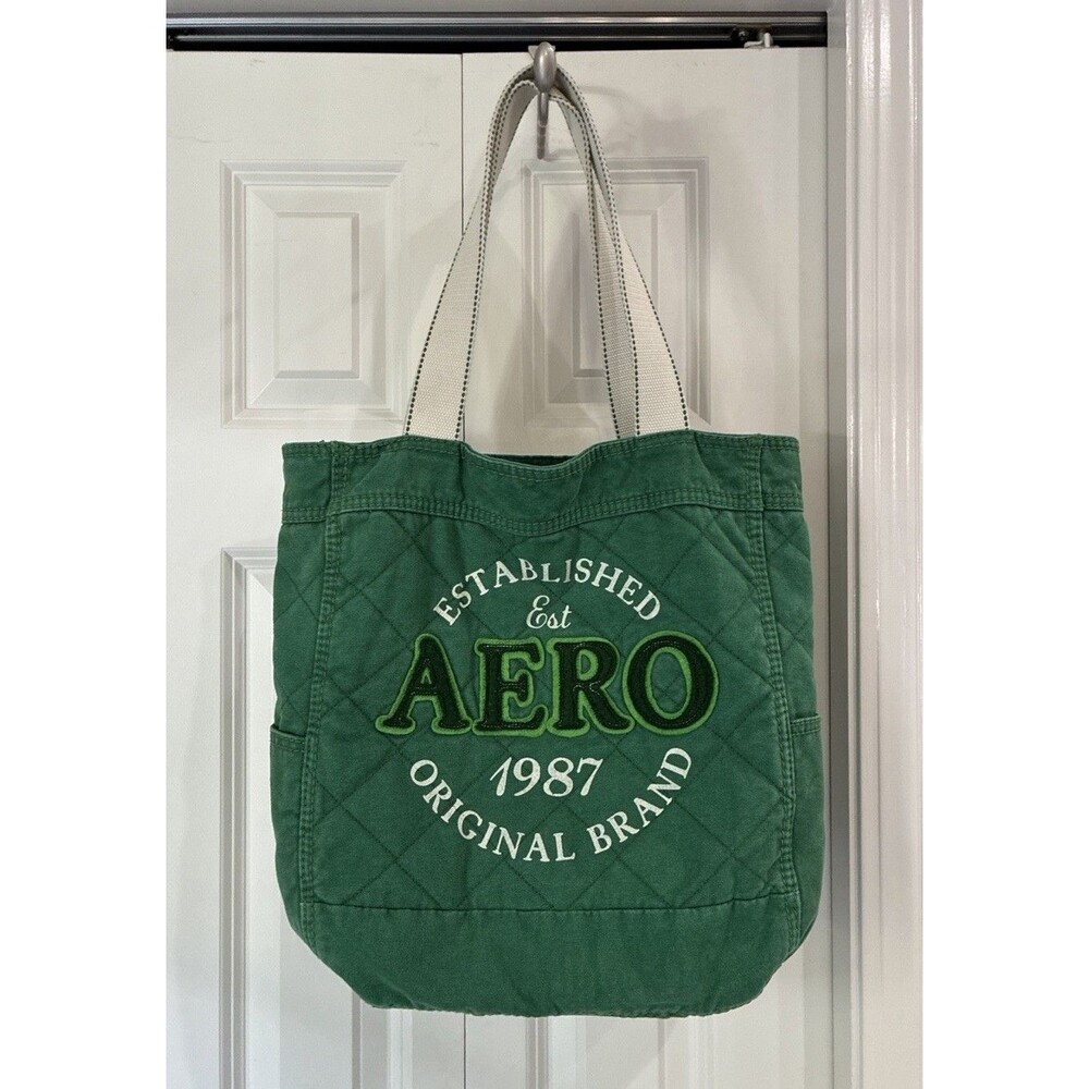 Aero Y2K Green Aeropostale 1987 Tote Bag 100% Cotton Retro Quilted Fabulous!